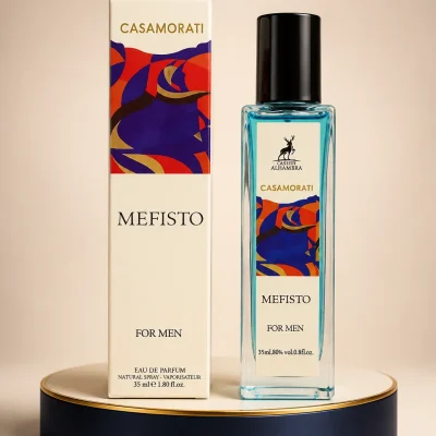 ادکلن جیبی الحمبرا مدل (مفیستو)Cazamorati Mefisto حجم 35 میلی لیتر